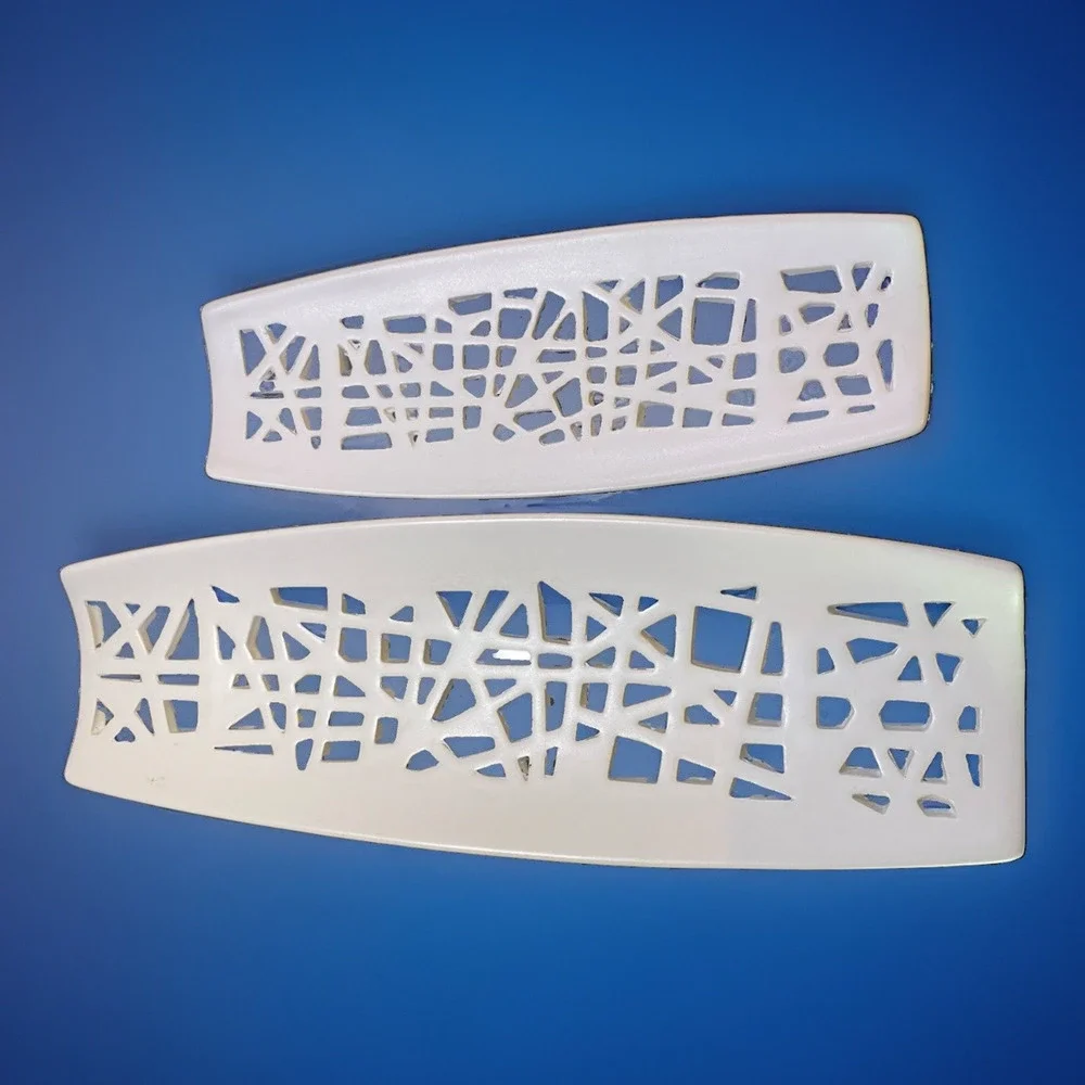 MCM Vintage Asian Inspo White Porcelain Reticulated Trays 16.25